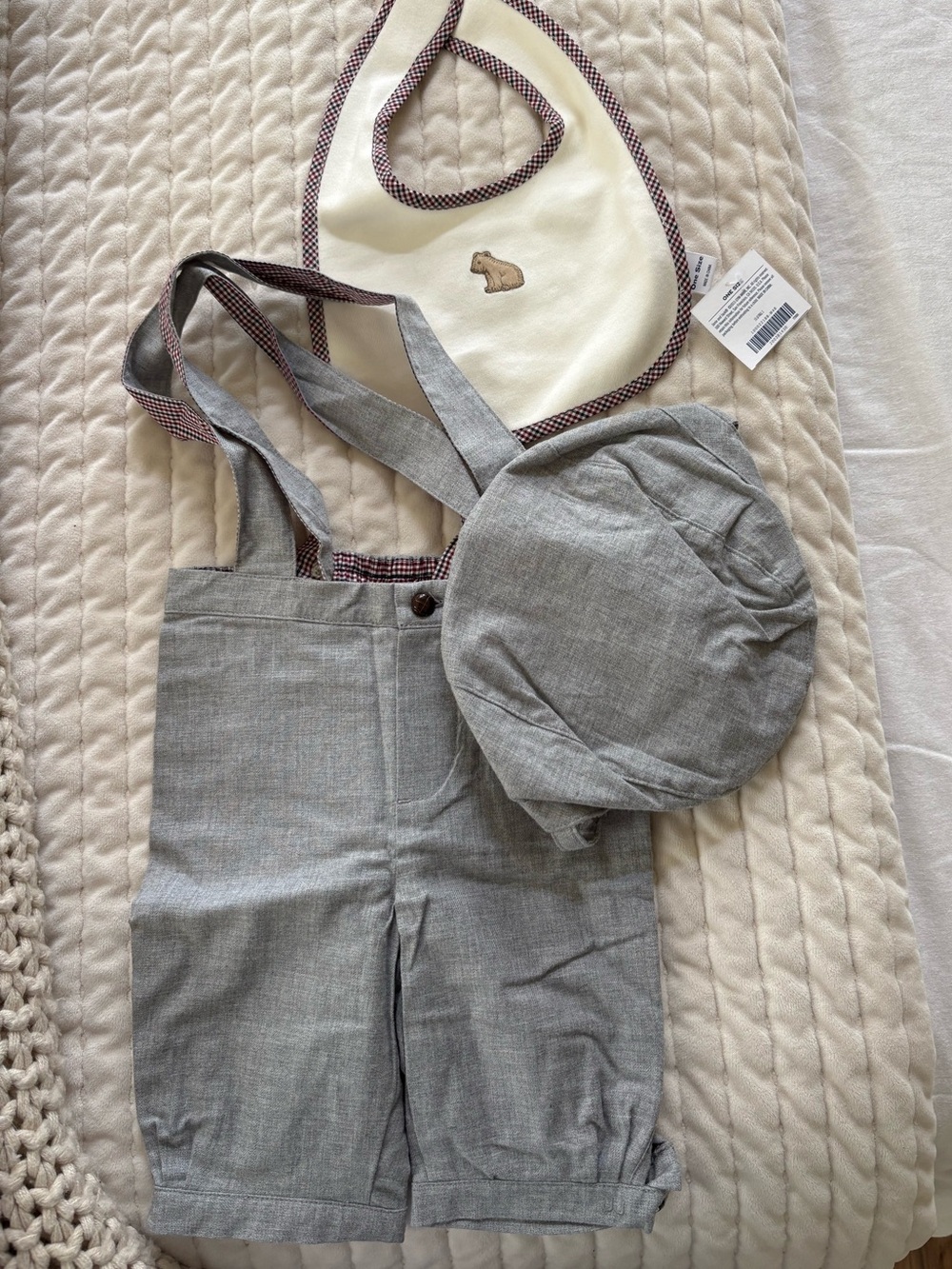 Janie & Jack Boys Suspenders, Hat, and Bib 12-18 Months NWT